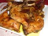 Pečené kura, kačka na cibulovom základe /Pečená kuřecí stehna a kachna na cibuli