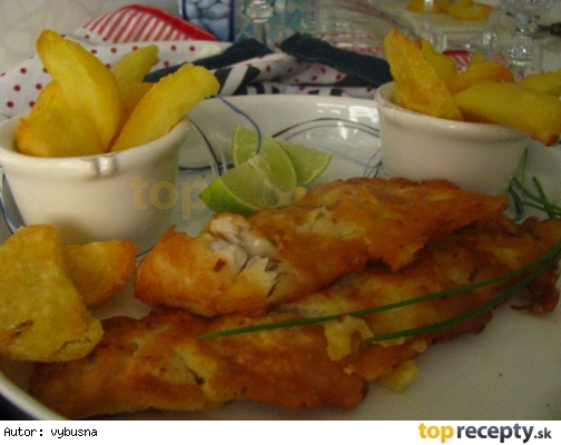 Anglická vyprážaná ryba s hranolkami - fish and chips